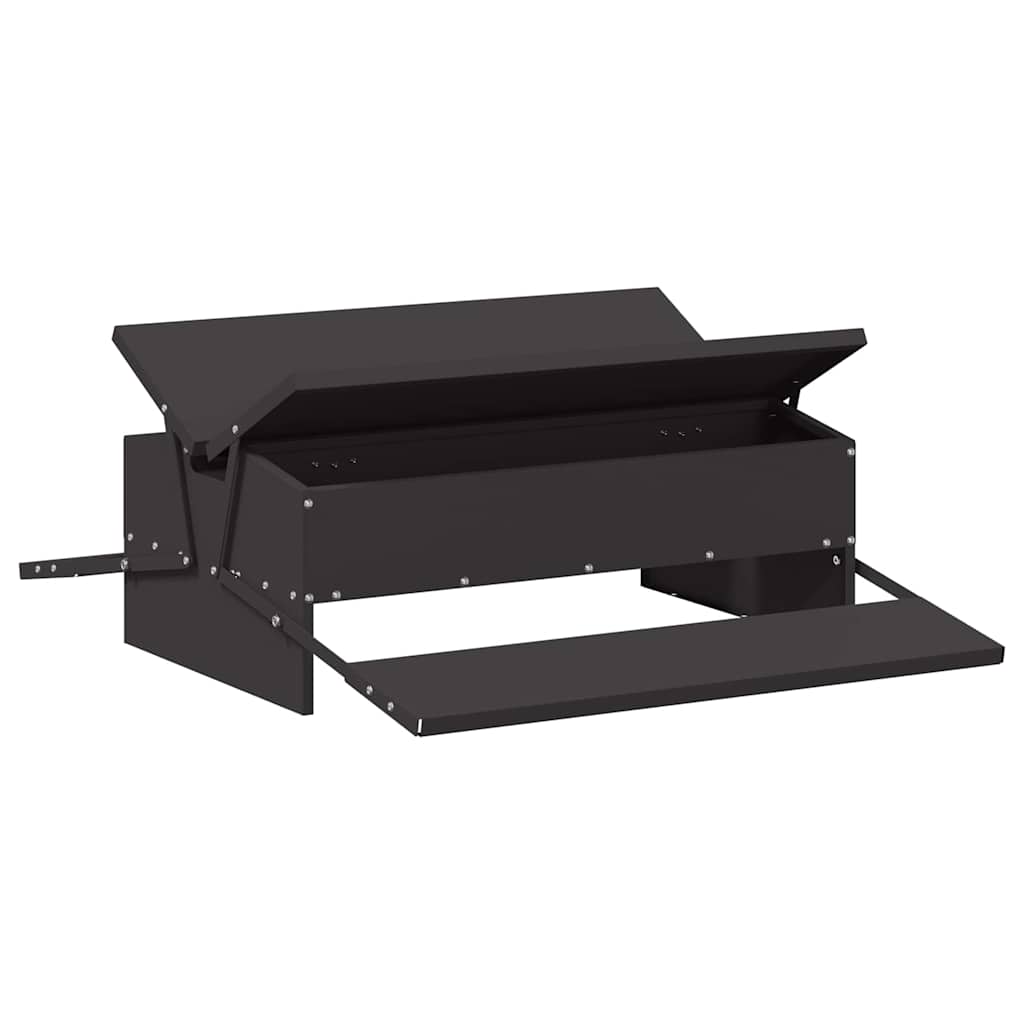 Vidaxl mangeoire à pédale pour poulet noir 75 x 53 x 20,5 cm acier laminé à froid