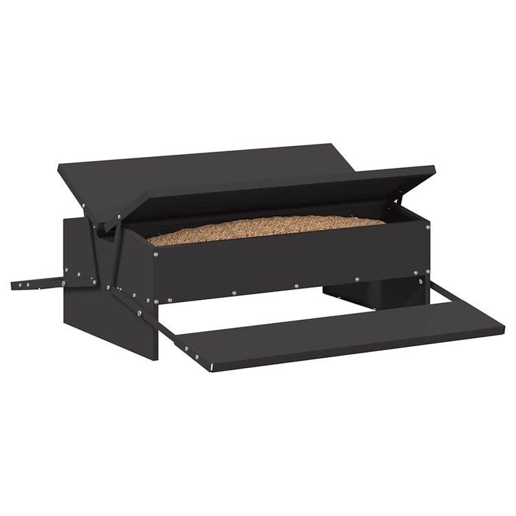 Vidaxl mangeoire à pédale pour poulet noir 75 x 53 x 20,5 cm acier laminé à froid