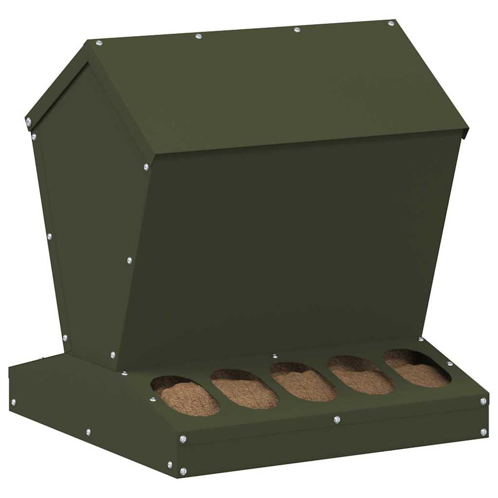 Vidaxx mangeoire à poulets vert olive 40 x 40 x 45 cm acier laminé à froid