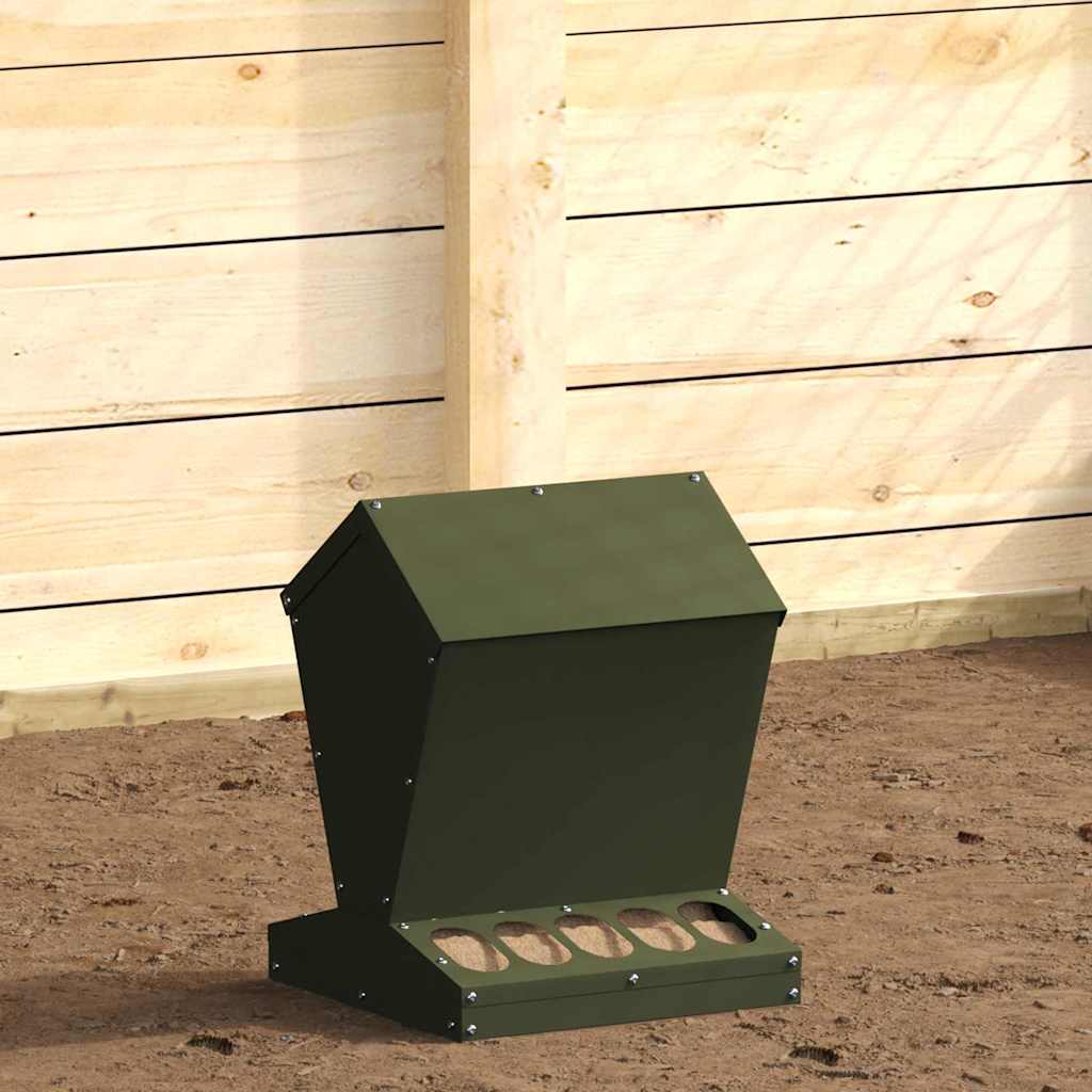 Vidaxx mangeoire à poulets vert olive 30 x 30 x 39 cm acier laminé à froid