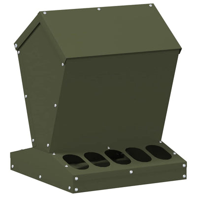 Vidaxx mangeoire à poulets vert olive 30 x 30 x 39 cm acier laminé à froid