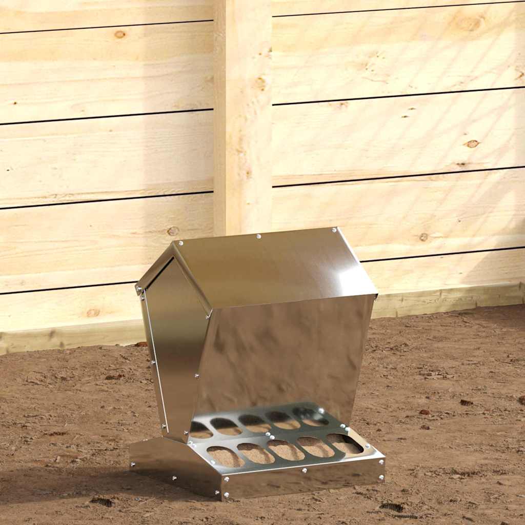 Vidaxx mangeoire à poulets argent 30 x 30 x 39 cm en acier galvanisé