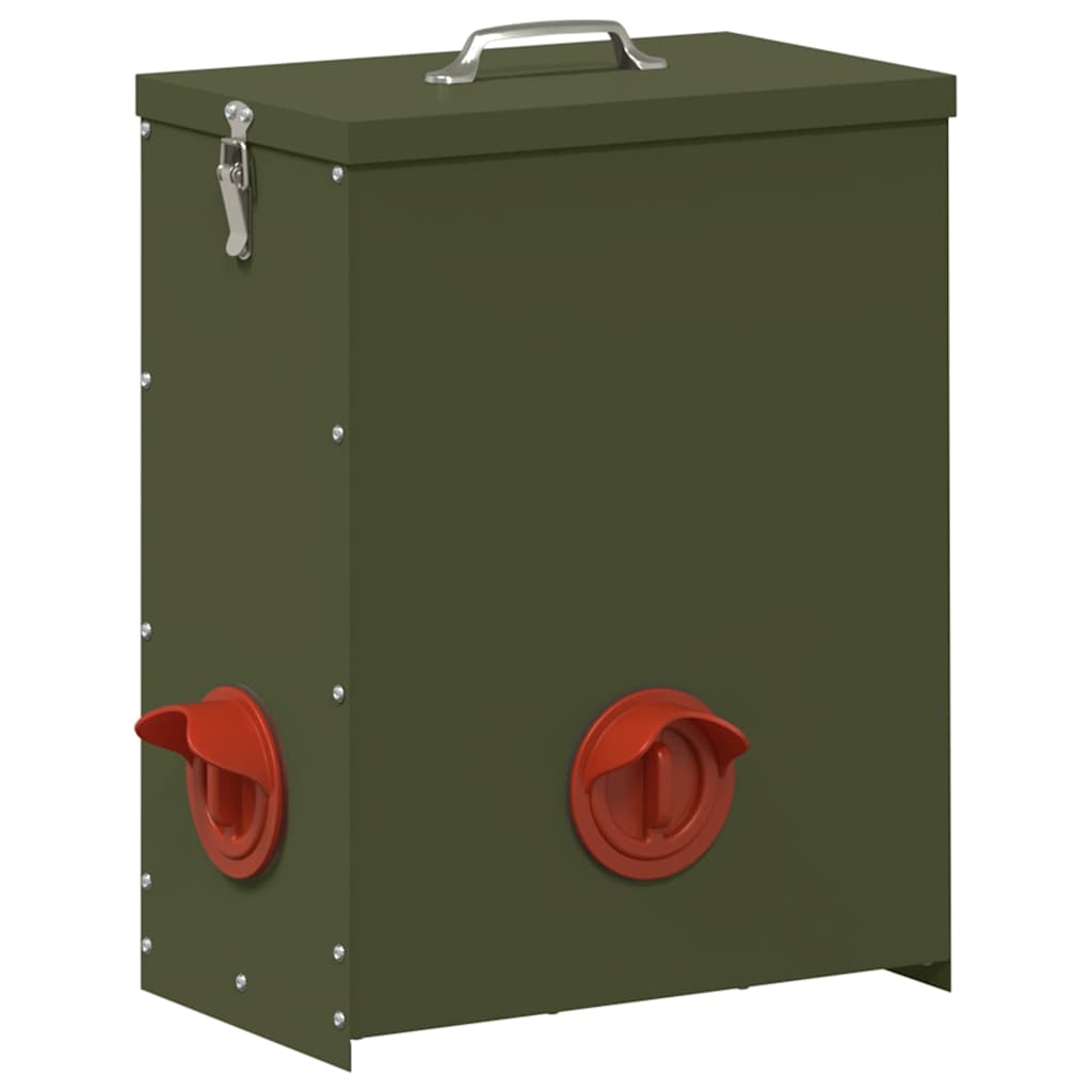 Vidaxx mangeoire à poulets vert olive 32,5 x 20,5 x 43 cm acier laminé à froid