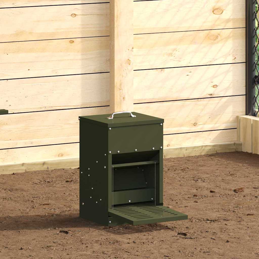 Vidaxxl alimentation à pédale pour poulet vert olive 25 x 42 x 40 cm