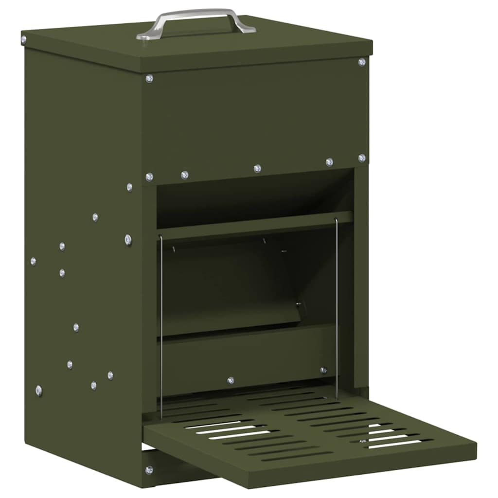 Vidaxxl alimentation à pédale pour poulet vert olive 25 x 42 x 40 cm