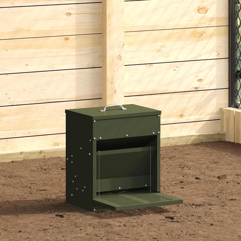 VidaXL alimentation à pédale pour poulet vert olive 33 x 42 x 40 cm