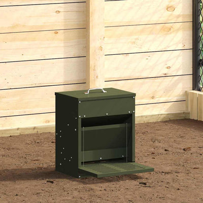 VidaXL alimentation à pédale pour poulet vert olive 33 x 42 x 40 cm