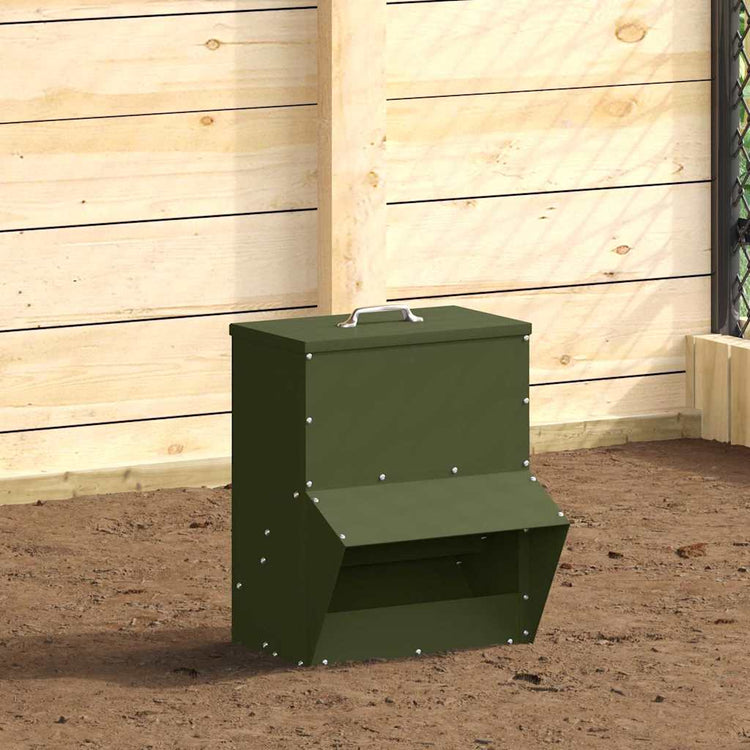 Vidaxx mangeoire à poulets vert olive 20 x 25 x35 cm acier laminé à froid