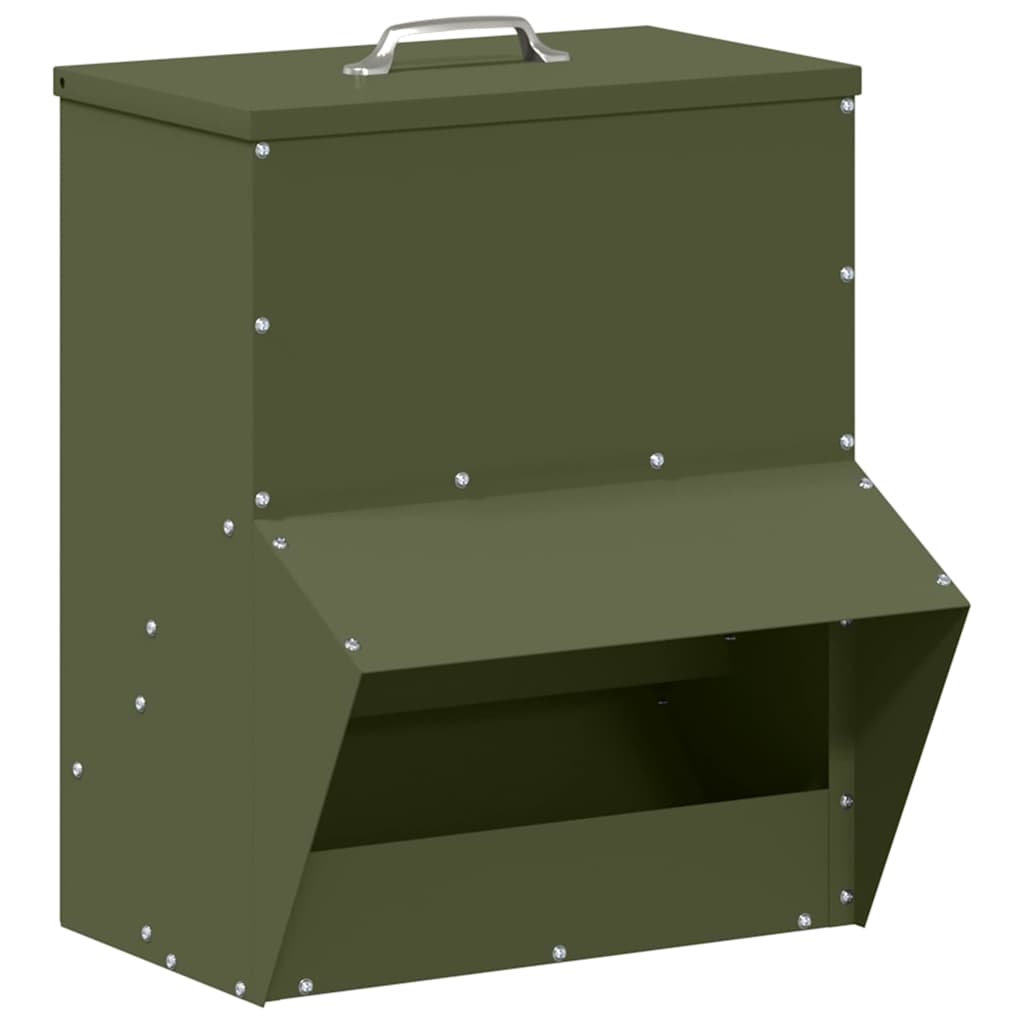 Vidaxx mangeoire à poulets vert olive 20 x 25 x35 cm acier laminé à froid