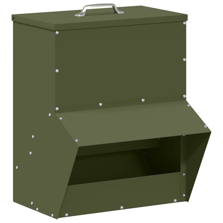 Vidaxx mangeoire à poulets vert olive 20 x 25 x35 cm acier laminé à froid