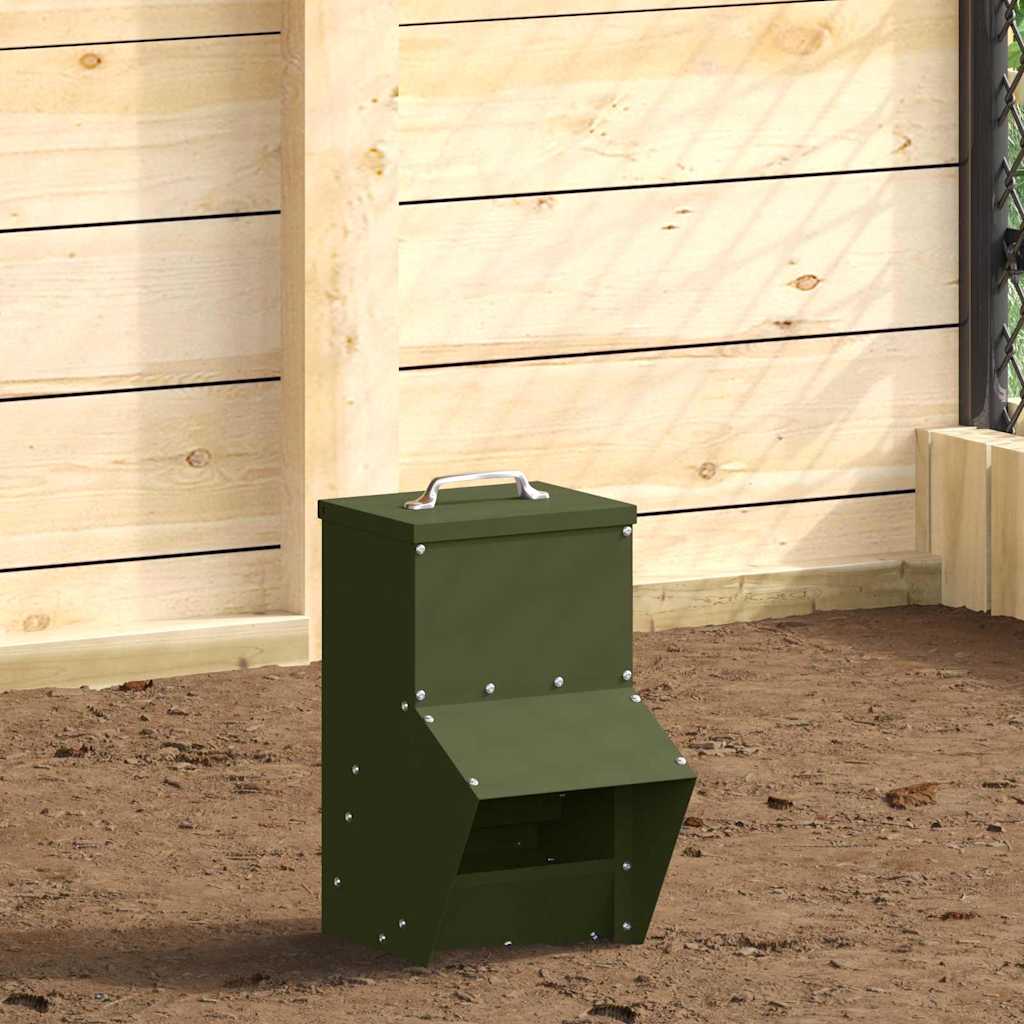 Vidaxx mangeoire à poulets vert olive 20 x 25 x35 cm acier laminé à froid