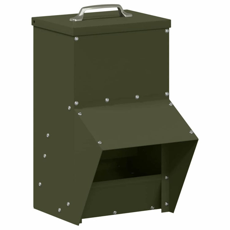 Vidaxx mangeoire à poulets vert olive 20 x 25 x35 cm acier laminé à froid