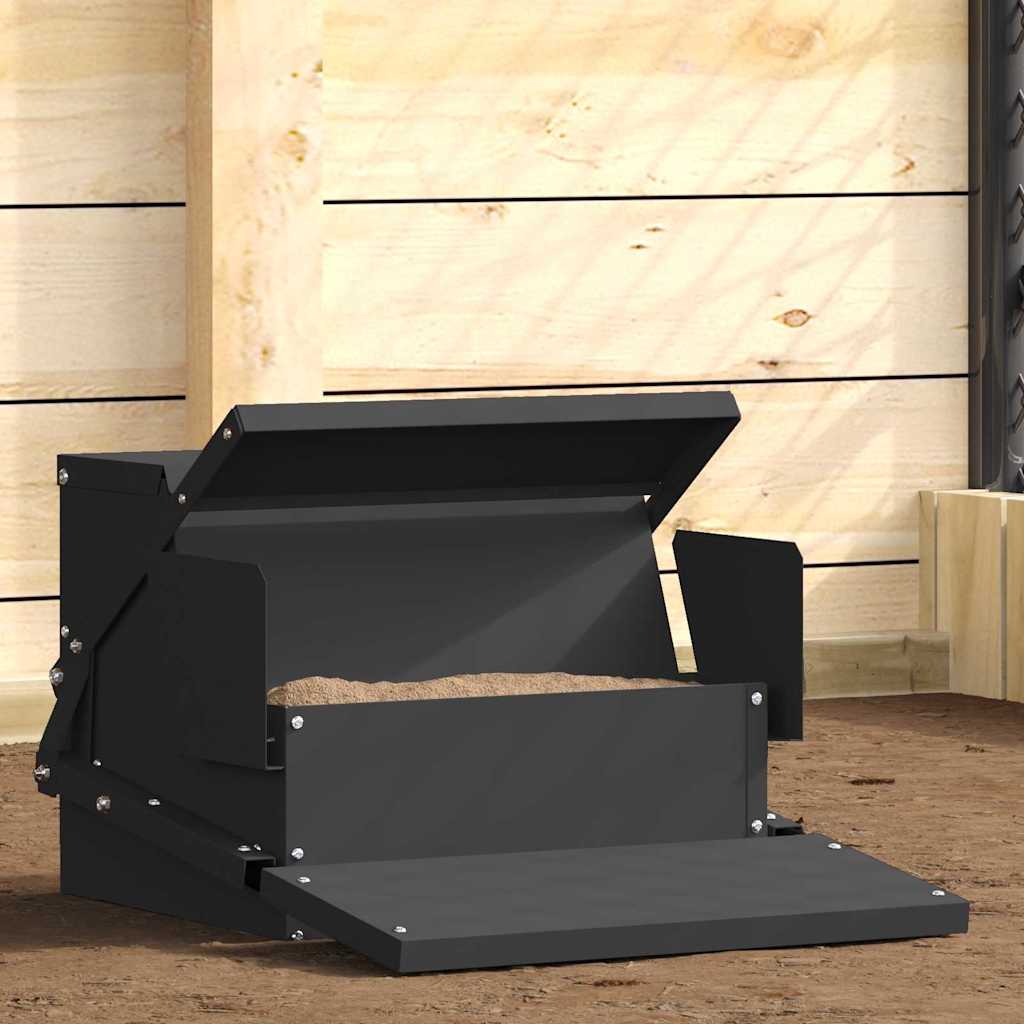 Vidaxxl mangeoire à pédale pour poulet noir 50 x 40 x 29 cm acier laminé à froid