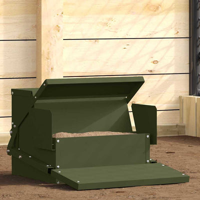 VidaXL alimentation à pédale pour poulet vert olive 50 x 40 x 29 cm