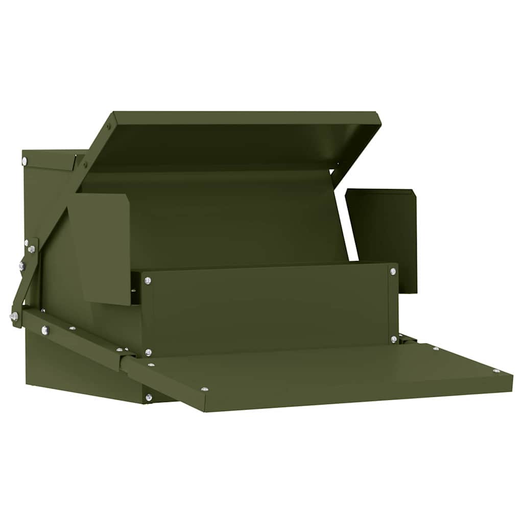 VidaXL alimentation à pédale pour poulet vert olive 50 x 40 x 29 cm