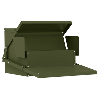 VidaXL alimentation à pédale pour poulet vert olive 50 x 40 x 29 cm