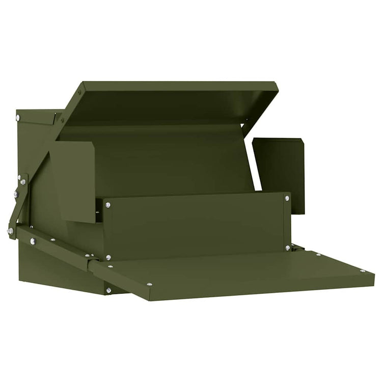 VidaXL alimentation à pédale pour poulet vert olive 50 x 40 x 29 cm
