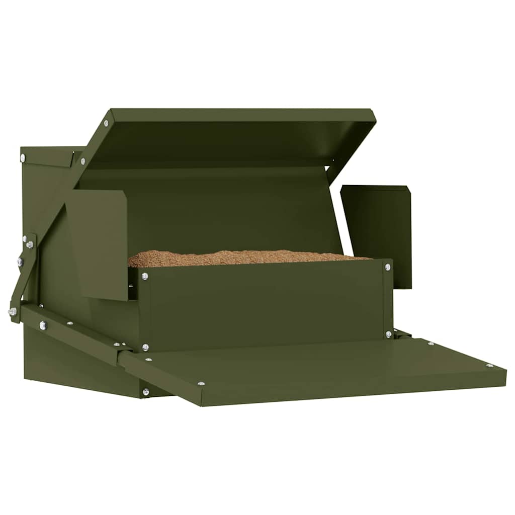 VidaXL alimentation à pédale pour poulet vert olive 50 x 40 x 29 cm