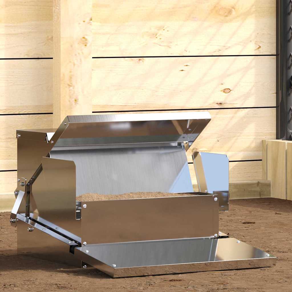 Vidaxl alimentation à pédale pour poulet argent 50 x 40 x 29 cm