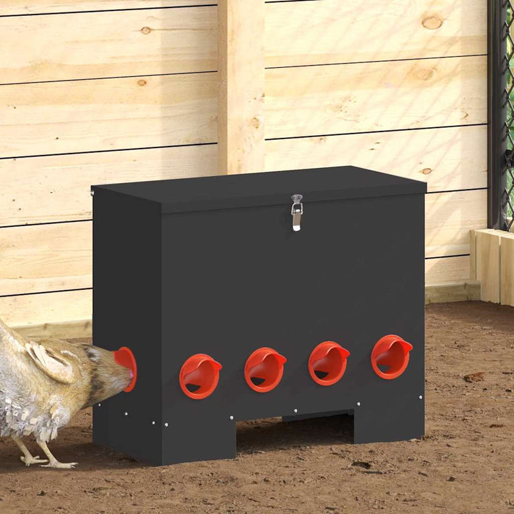 Vidaxl mangeoire à poulets 2 pcs noir 60,5 x 29 x 51 cm acier laminé à froid