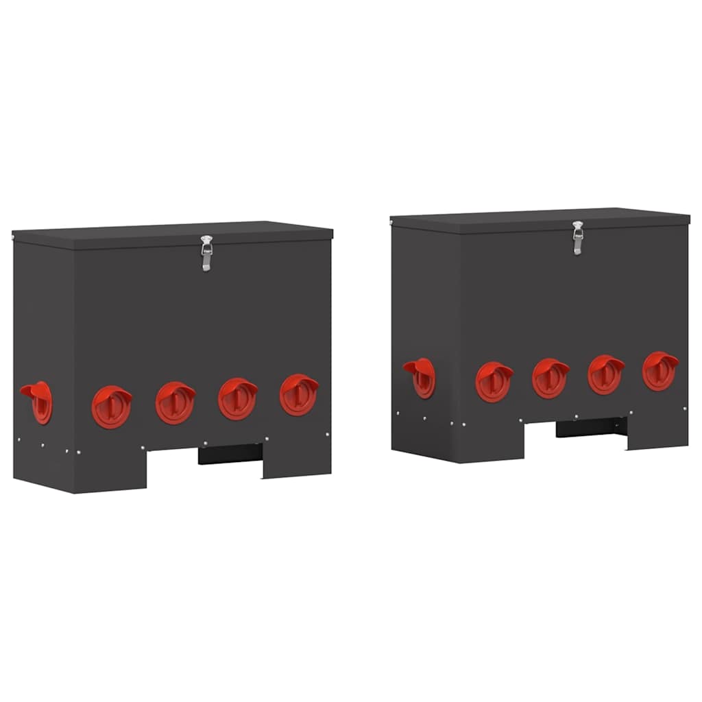Vidaxl mangeoire à poulets 2 pcs noir 60,5 x 29 x 51 cm acier laminé à froid