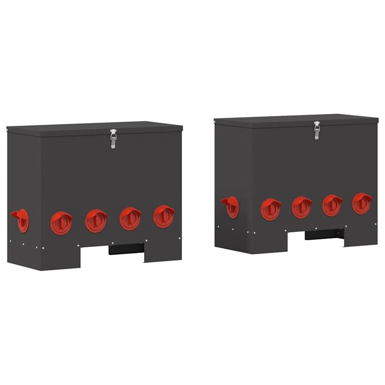 Vidaxl mangeoire à poulets 2 pcs noir 60,5 x 29 x 51 cm acier laminé à froid