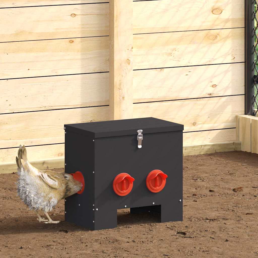 Vidaxl mangeoire à poulets 2 pcs noir 40,5 x 25 x 38 cm acier laminé à froid