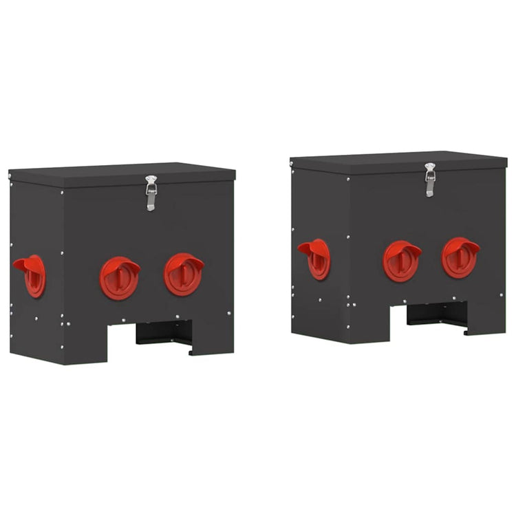 Vidaxl mangeoire à poulets 2 pcs noir 40,5 x 25 x 38 cm acier laminé à froid