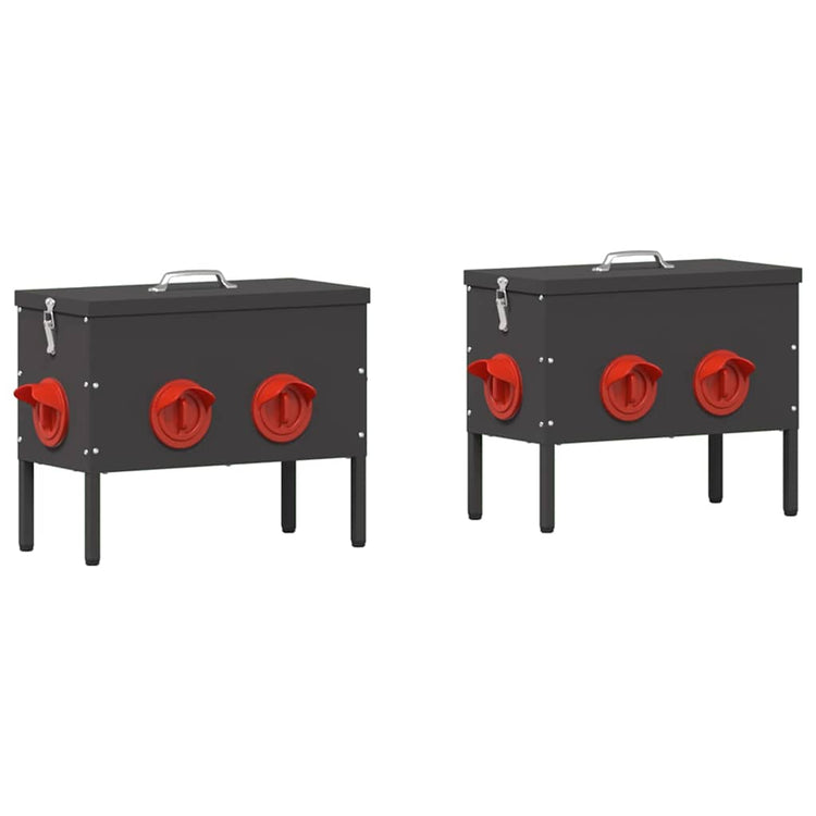 Vidaxx mangeoire à poulets 2 pcs noir 41,5 x 20,5 x 33 cm acier laminé à froid