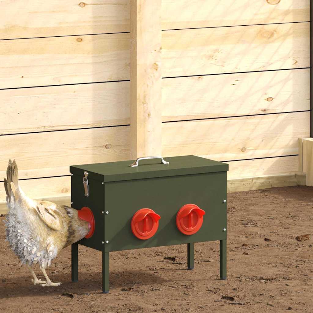 Vidaxl mangeoire à poulets 2 pcs vert olive 41,5 x 20,5 x 33 cm