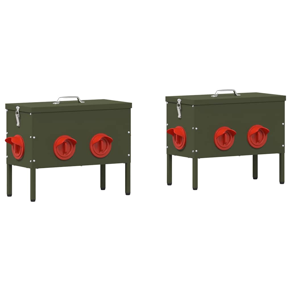 Vidaxl mangeoire à poulets 2 pcs vert olive 41,5 x 20,5 x 33 cm