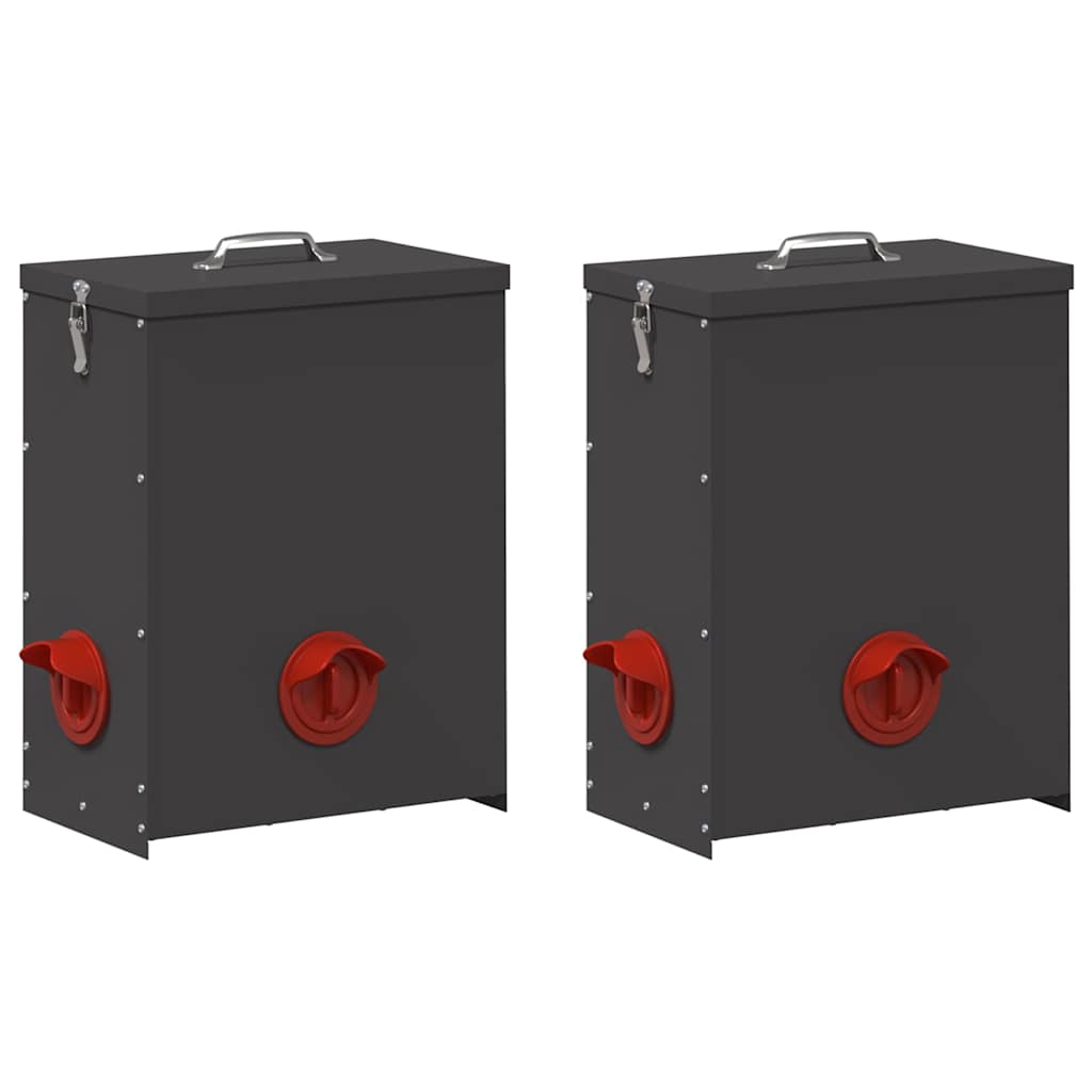 Vidaxx mangeoire à poulets 2 pcs noir 32,5 x 20,5 x 43 cm acier laminé à froid
