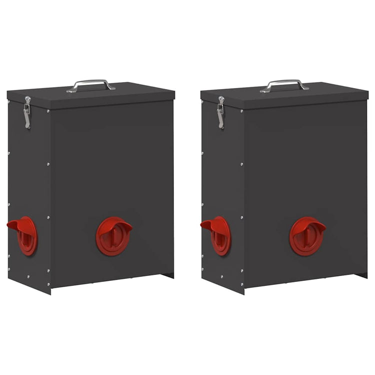 Vidaxx mangeoire à poulets 2 pcs noir 32,5 x 20,5 x 43 cm acier laminé à froid