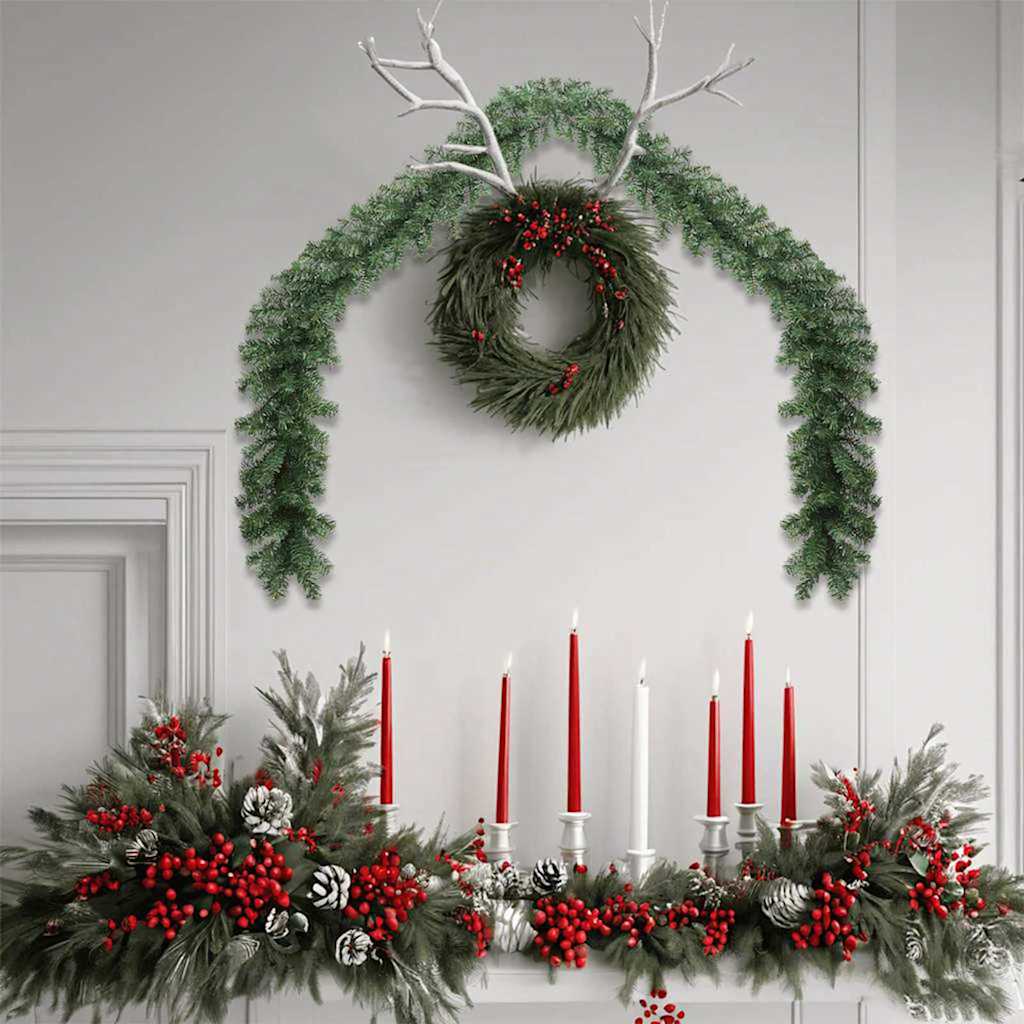 VidaXL couronne de Noël 2 pcs vert 20 m PVC