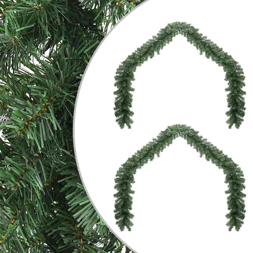 VidaXL couronne de Noël 2 pcs vert 20 m PVC