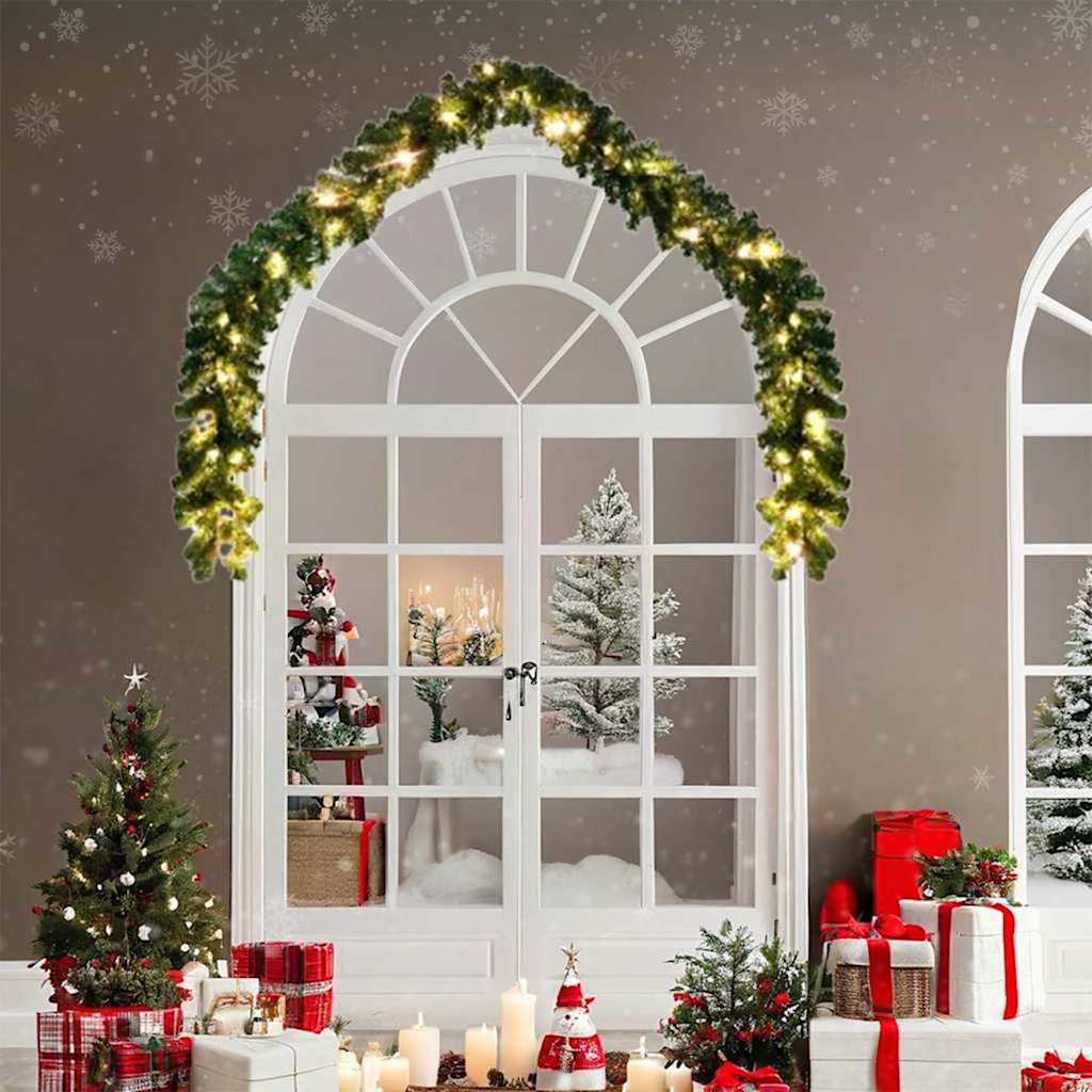 VidaXL couronne de Noël avec 600 LED 2 pcs vert PVC