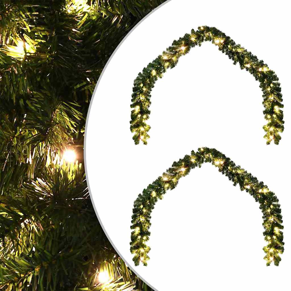 VidaXL couronne de Noël avec 600 LED 2 pcs vert PVC