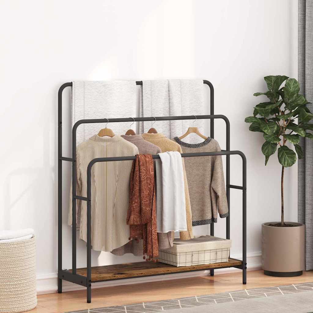 Vidaxx portant à vêtements avec étagère vieux bois 90 x 30 x 100,5 cm bois d'ingénierie