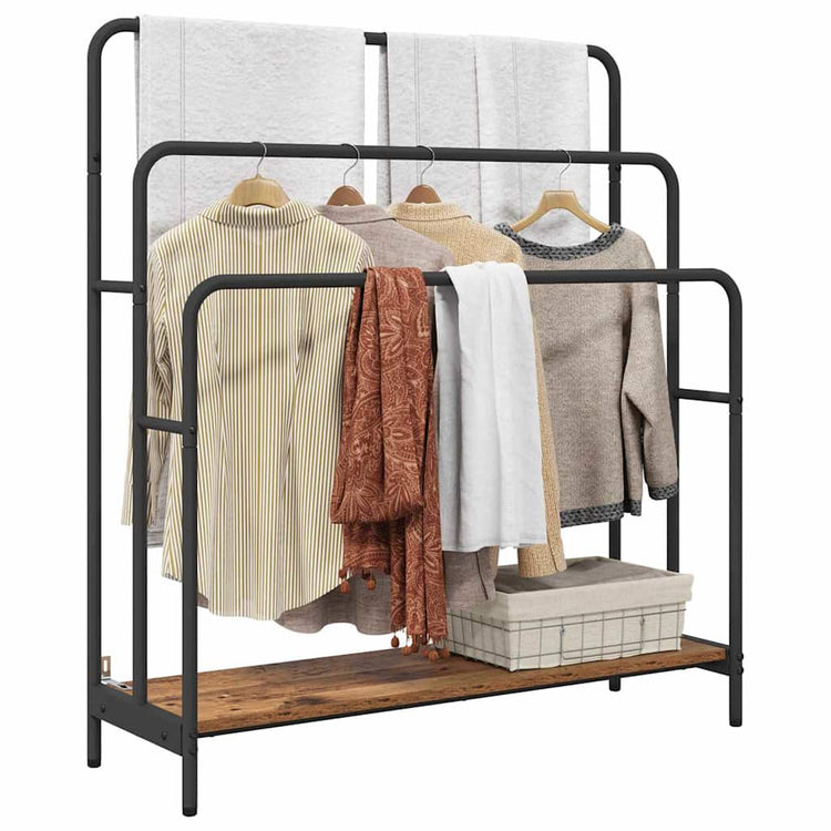 Vidaxx portant à vêtements avec étagère vieux bois 90 x 30 x 100,5 cm bois d'ingénierie