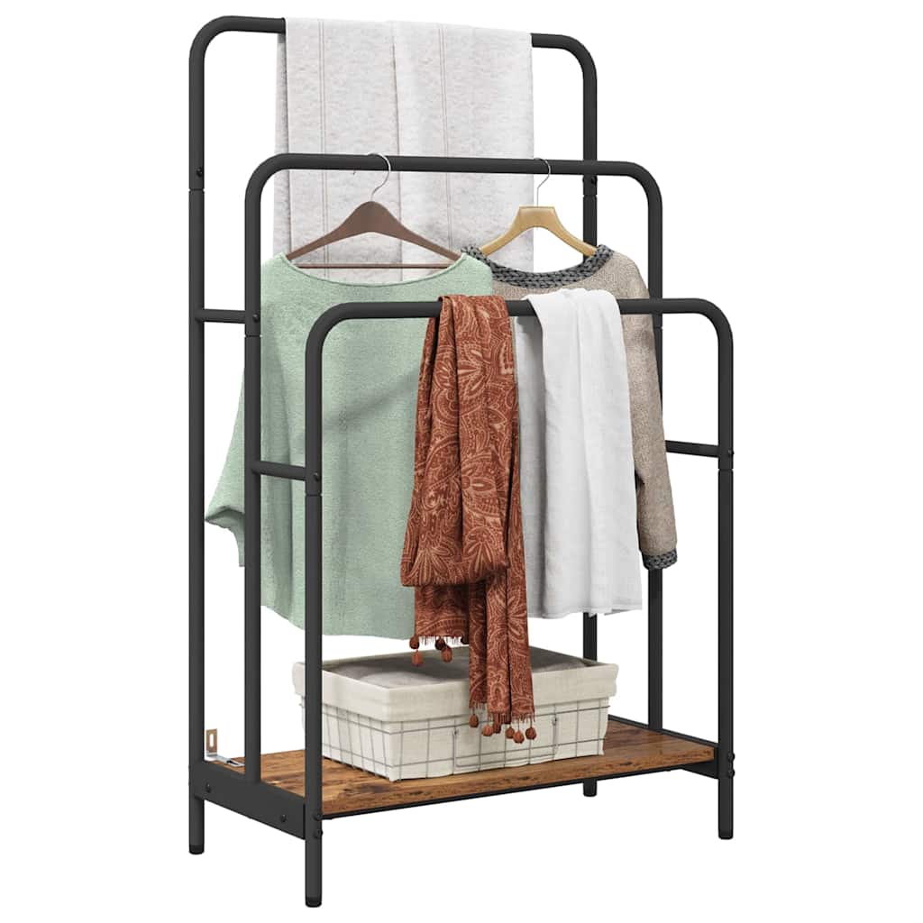 Vidaxx portant à vêtements avec étagère vieux bois 60 x 30 x 100,5 cm bois d'ingénierie