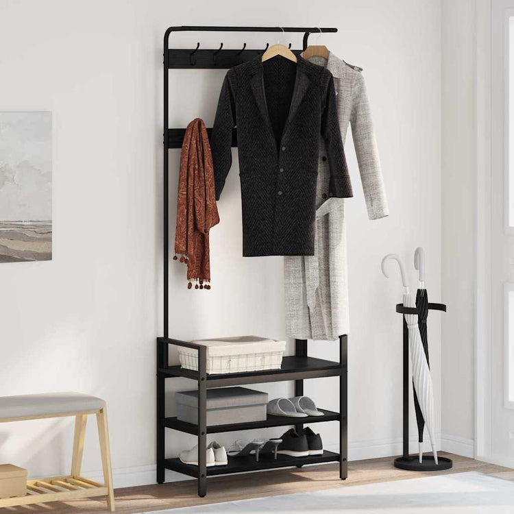 Vidaxxl portemanteau avec étagère chêne noir 75 x 34 x 184 cm bois traité