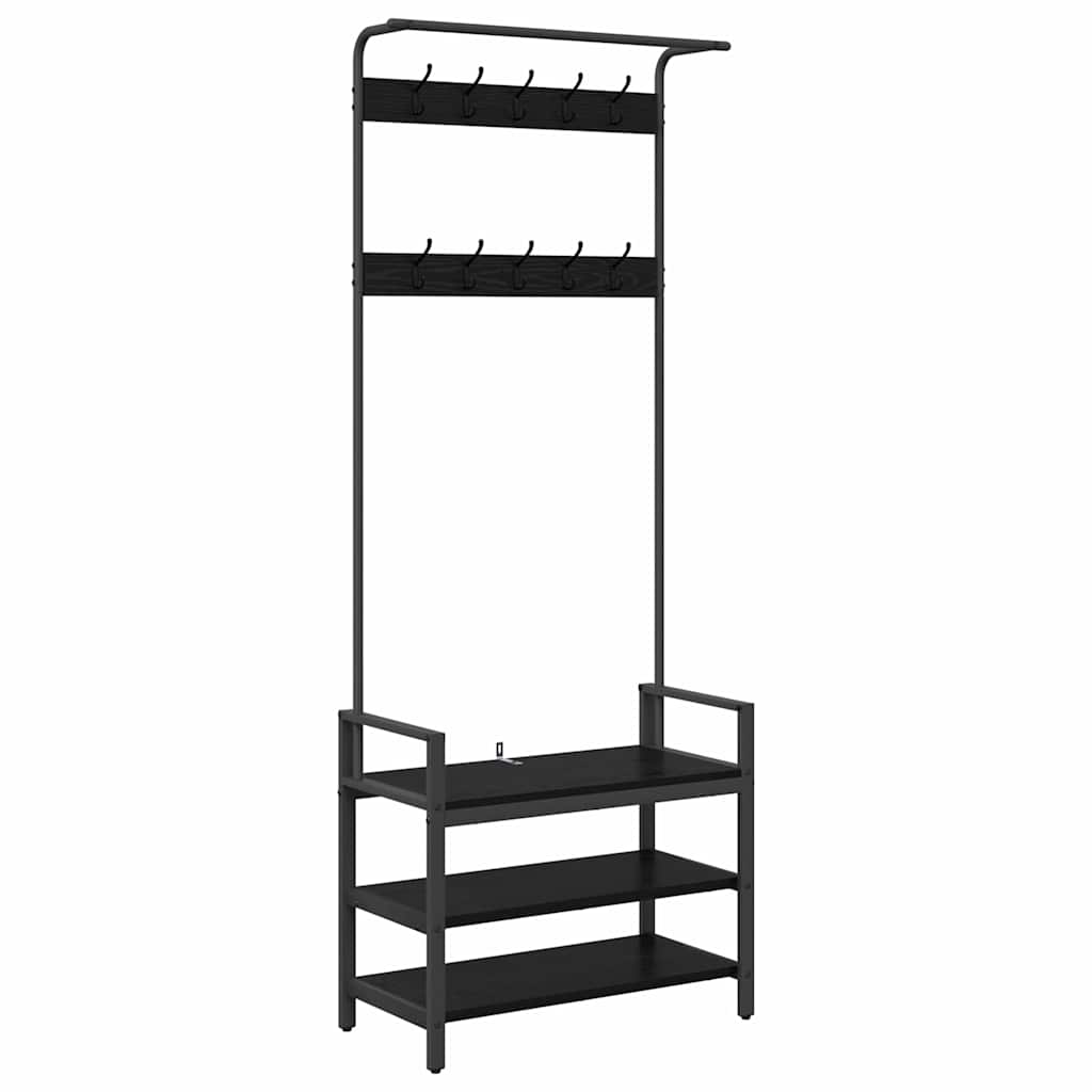 Vidaxxl portemanteau avec étagère chêne noir 75 x 34 x 184 cm bois traité