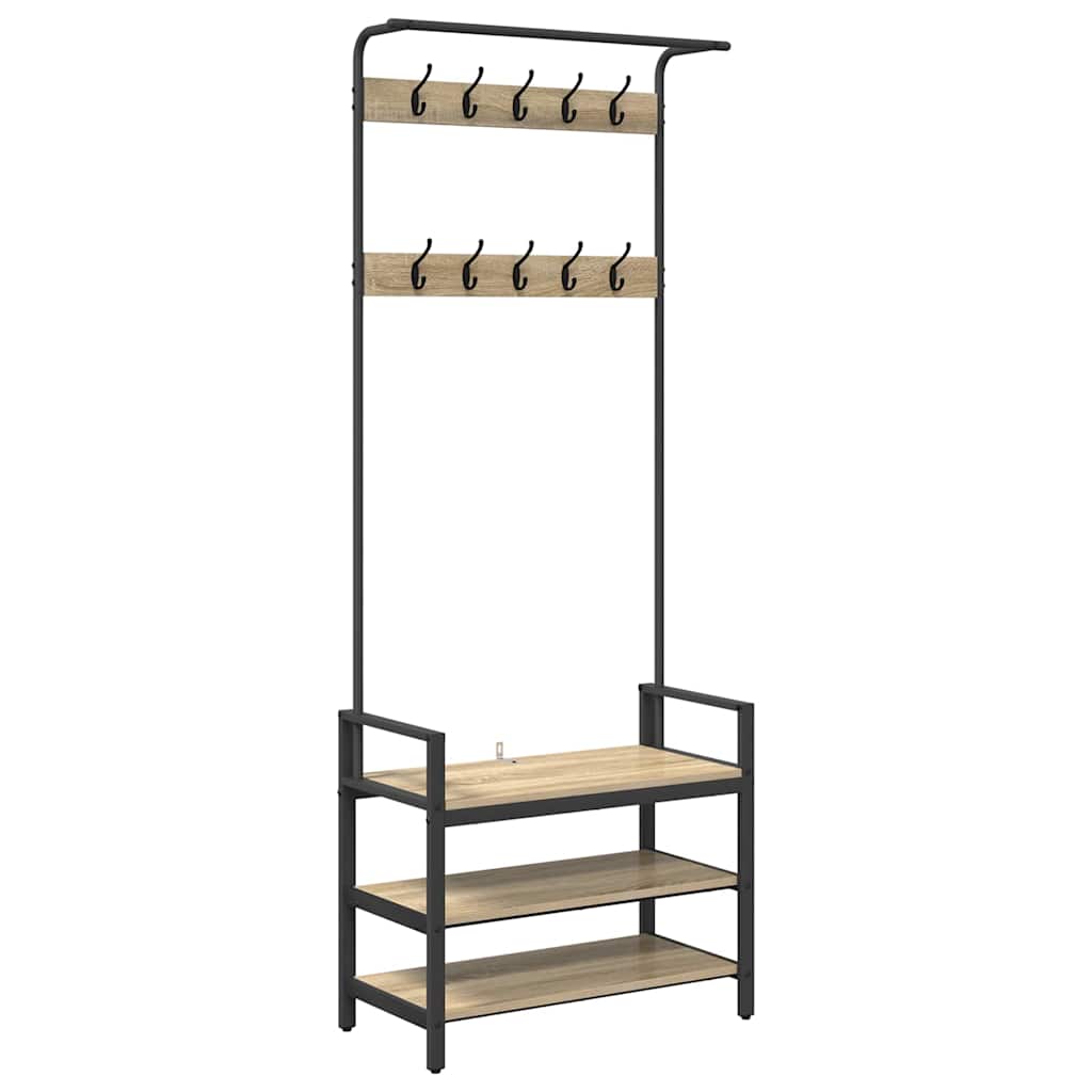 Vidaxl portemanteau avec étagère chêne sonoma 75 x 34 x 184 cm bois traité