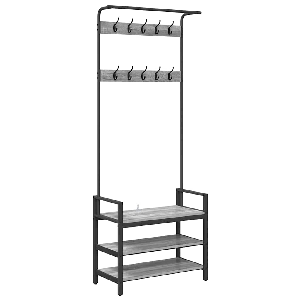 Vidaxl portemanteau avec étagère gris sonoma 75 x 34 x 184 cm bois fini
