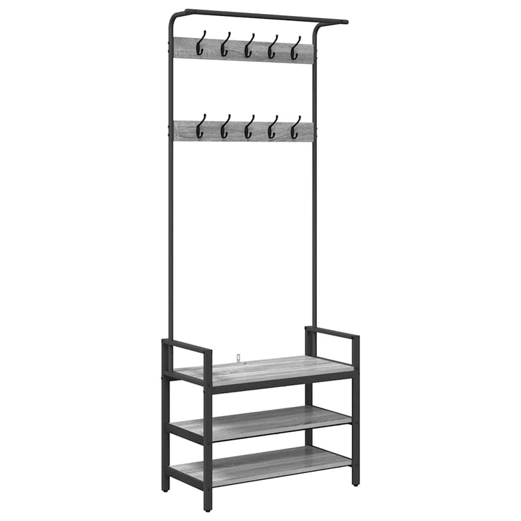 Vidaxl portemanteau avec étagère gris sonoma 75 x 34 x 184 cm bois fini