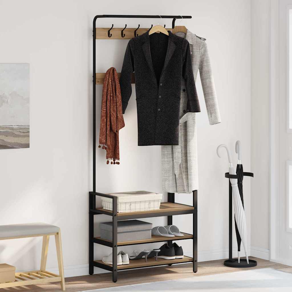 VidaXL portemanteau avec étagère chêne artisanal 75 x 34 x 184 cm bois traité