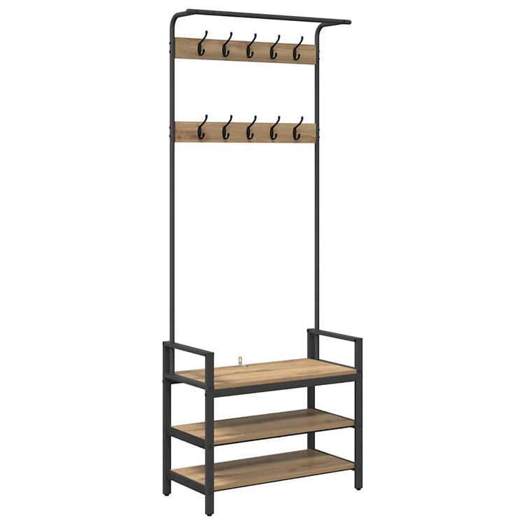 VidaXL portemanteau avec étagère chêne artisanal 75 x 34 x 184 cm bois traité