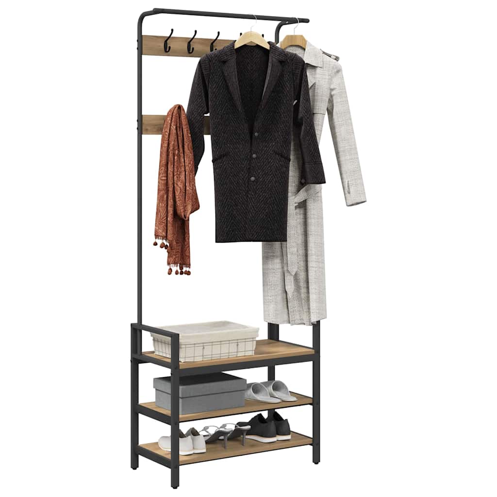 VidaXL portemanteau avec étagère chêne artisanal 75 x 34 x 184 cm bois traité