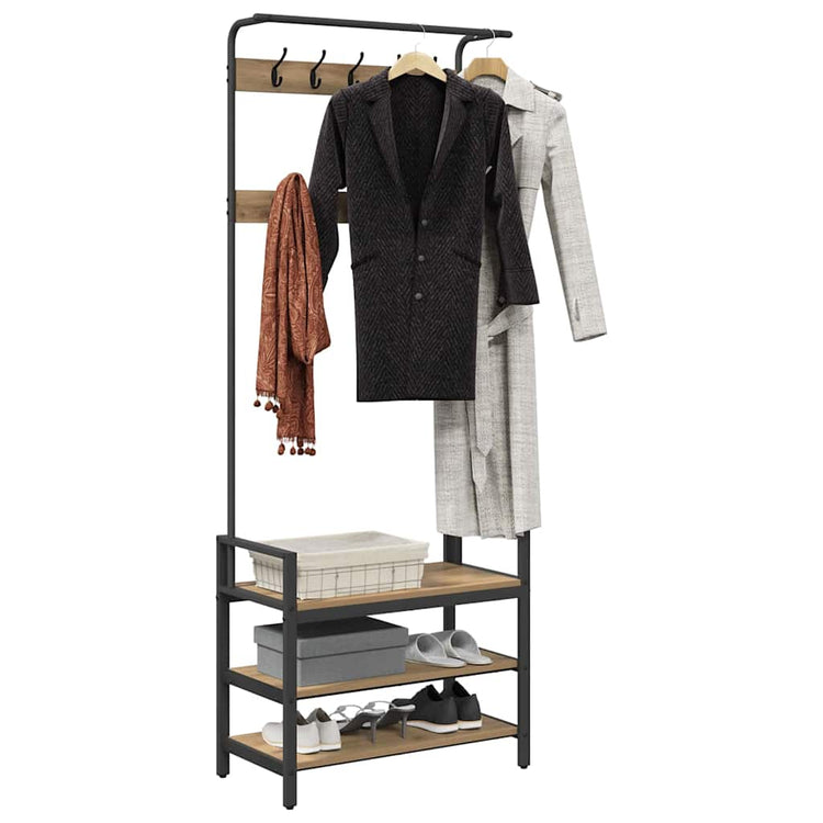 VidaXL portemanteau avec étagère chêne artisanal 75 x 34 x 184 cm bois traité