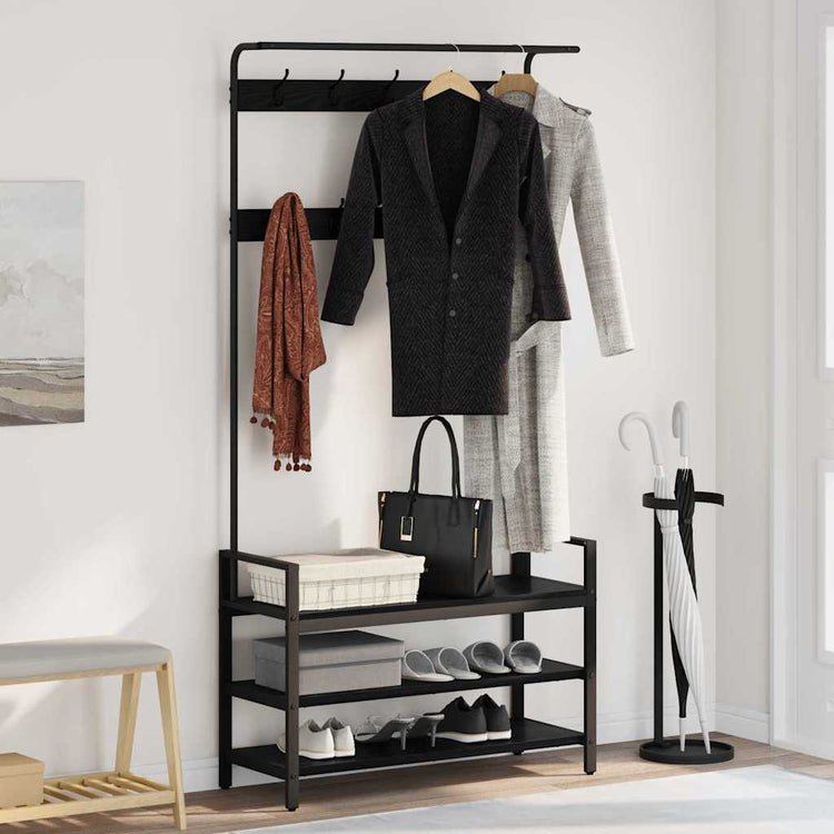 Vidaxxl porte-manteau avec étagère chêne noir 95 x 34 x 184 cm bois traité